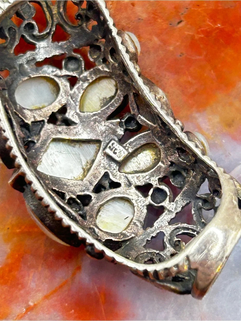 Vintage Sterling Silver Mother of Pearl Shell Pendant